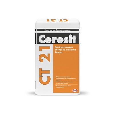 CERESIT СТ 21/25 Зима - клей для кладки блоков из ячеистого
бетона, Россия, 25 кг